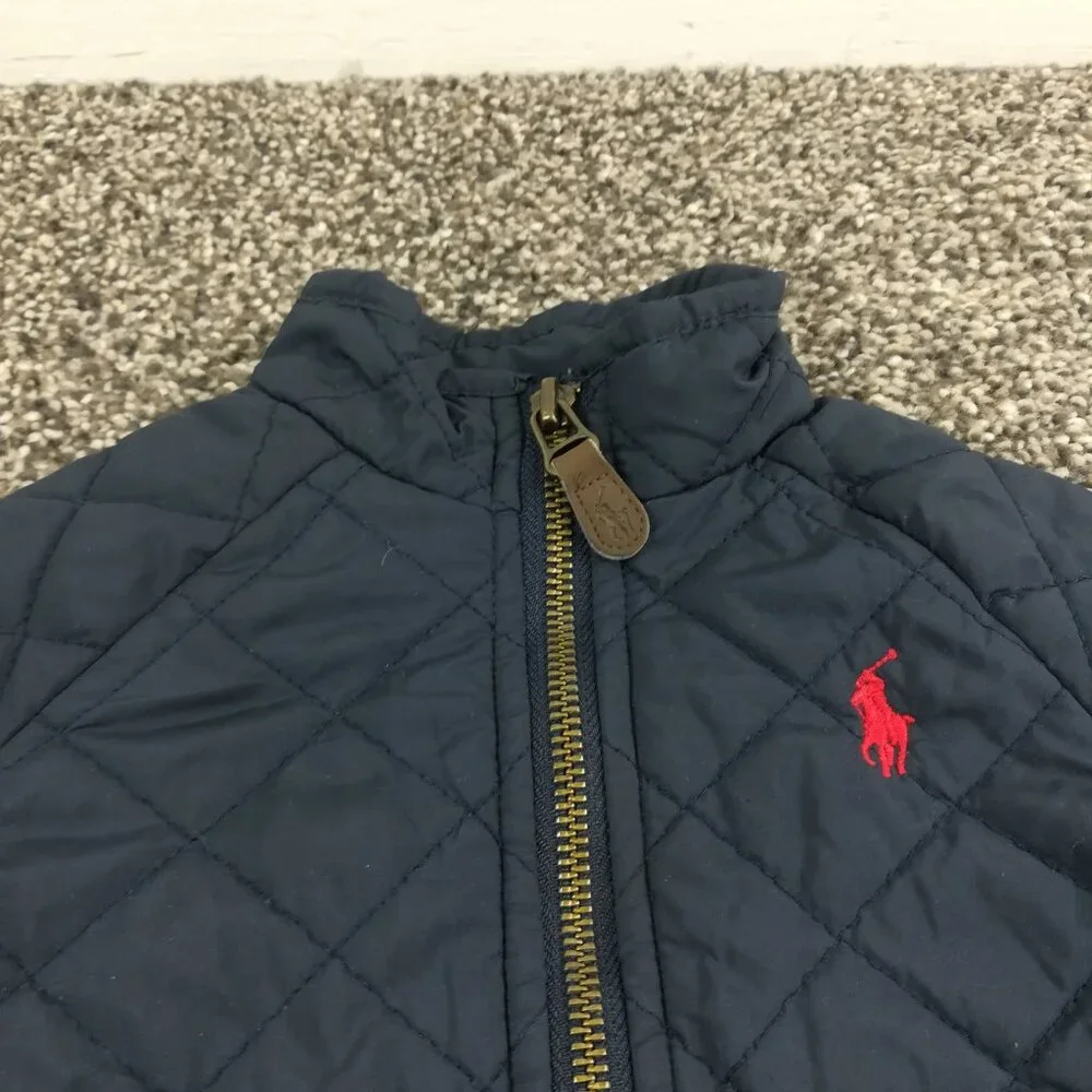 Ralph Lauren Jacket Quilted Insulated Full Zip Navy Blue Toddler Size 9M
